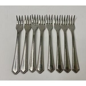 National Stainless NST88 Japan Cocktail Forks Stainless Lot 8 Rope Edge Flatware